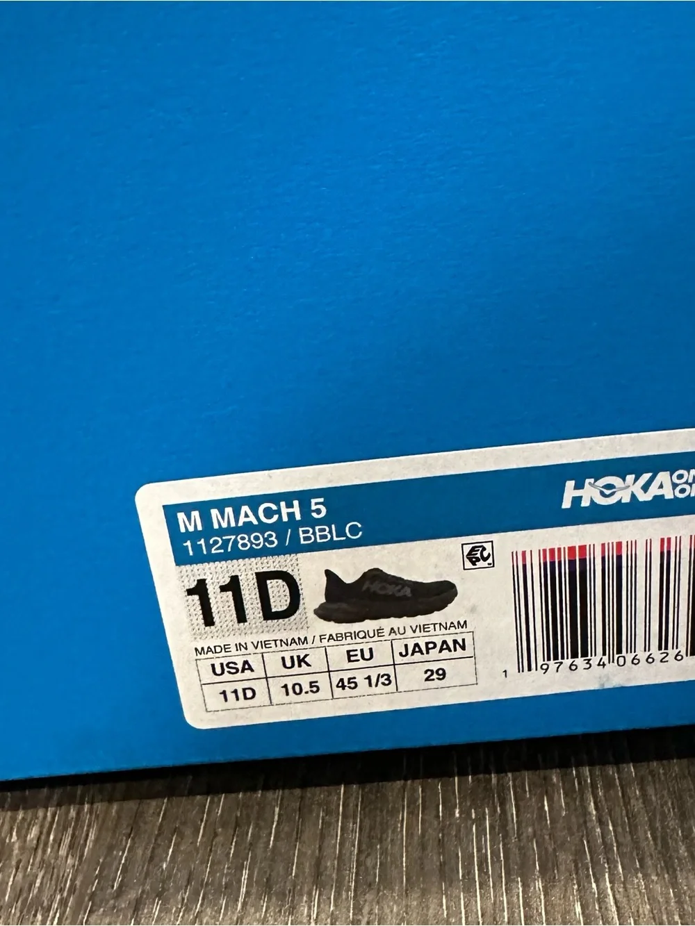 Hoka Mach 5 Black\Black Men’s Running Sneaker Size 11D